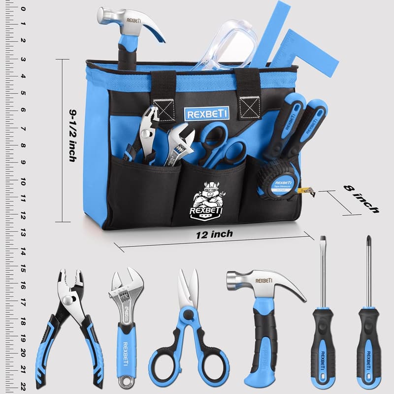 Kids Tool Set - 10-Piece Real Hand Tools with Durable Storage Bag