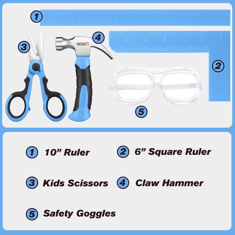 Kids Tool Set - 10-Piece Real Hand Tools with Durable Storage Bag