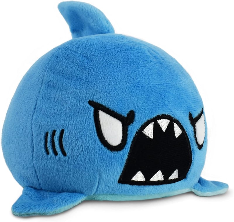 Reversible Shark Plushie - Blue Mood Showing Sensory Toy