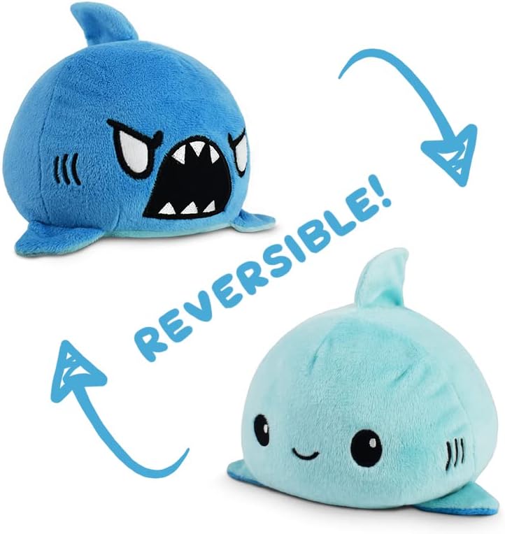 Reversible Shark Plushie - Blue Mood Showing Sensory Toy
