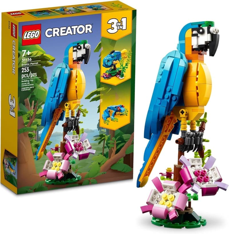 LEGO Creator 3-in-1 Exotic Parrot Building Set for Kids 7+