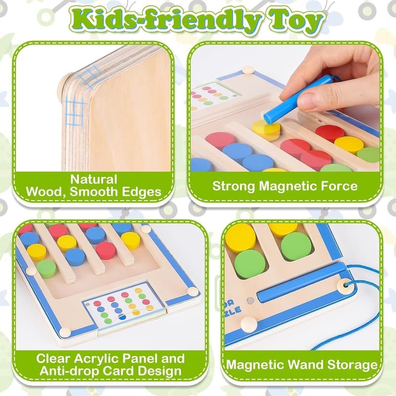 Montessori Magnetic Wooden Toys for Kids Age 4-7 - Birthday Gift