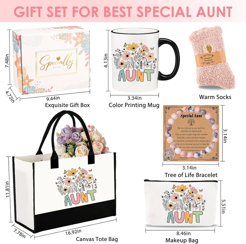 Unique Birthday Gift Basket for Auntie with Ceramic Mug