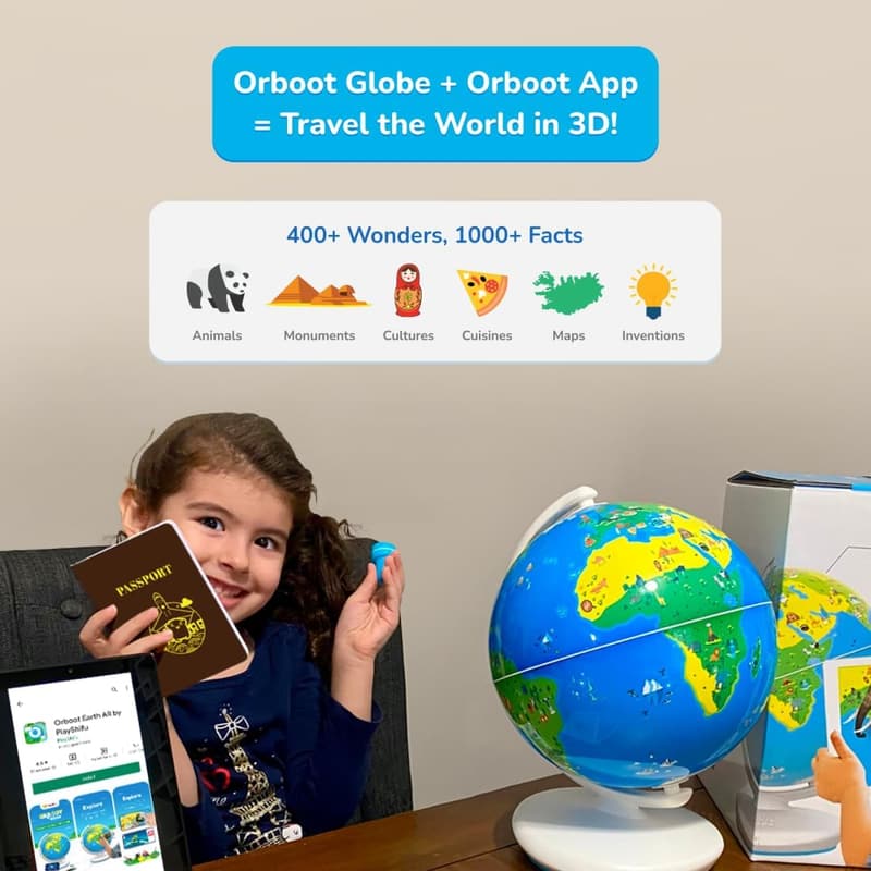 Interactive AR Educational Globe for Kids, Ages 4-10