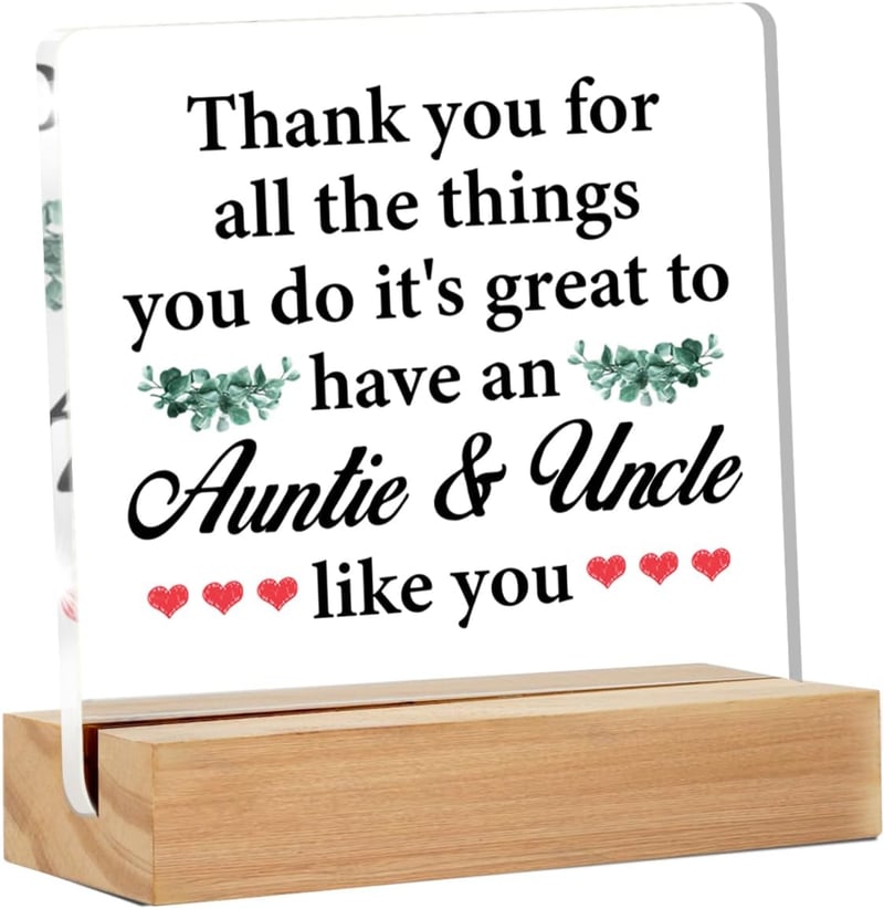 Thank You Gifts for Aunt and Uncle - Clear Desk Sign Decor