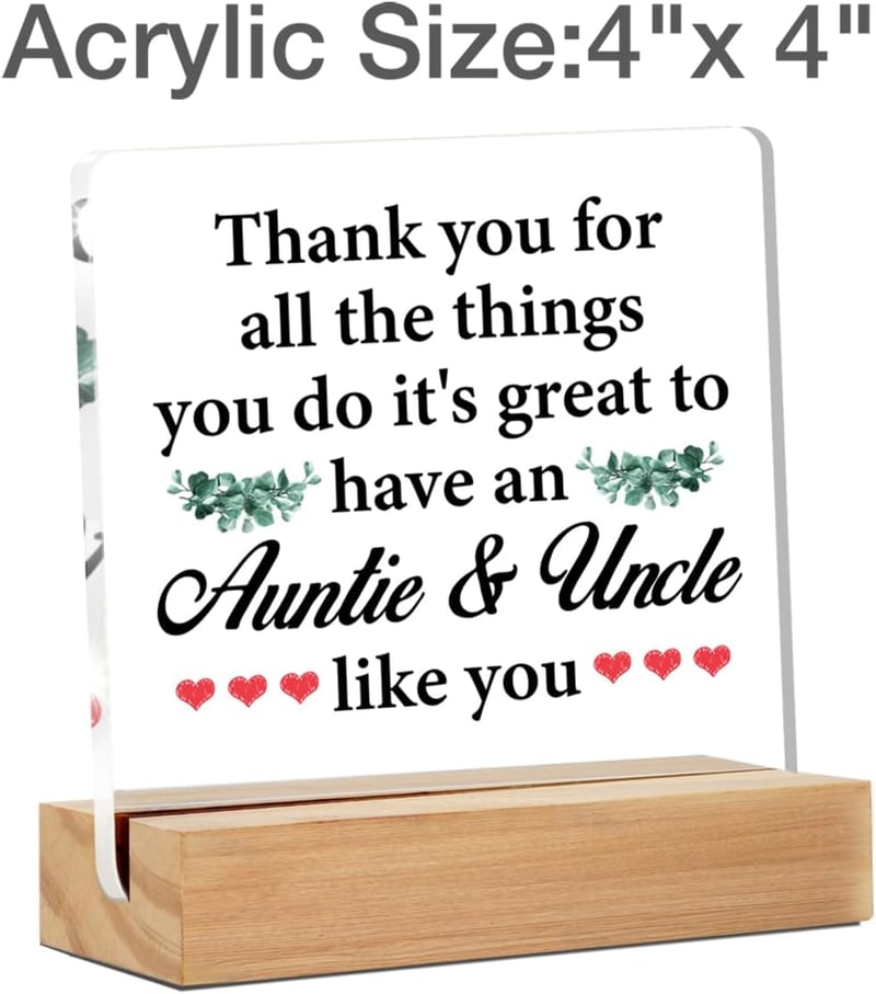 Thank You Gifts for Aunt and Uncle - Clear Desk Sign Decor