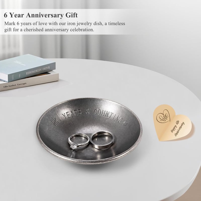 6th Anniversary Iron Jewelry Tray & Ring Holder for Couples