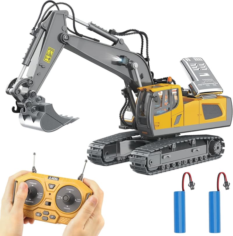 Remote Control Excavator Toy with Metal Shovel for Kids