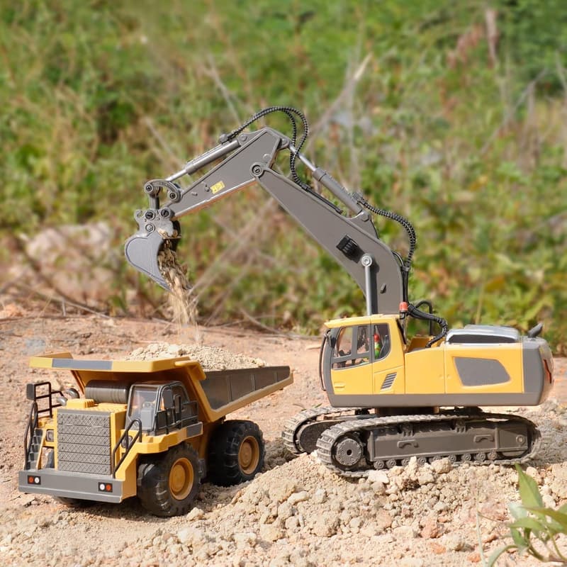 Remote Control Excavator Toy with Metal Shovel for Kids