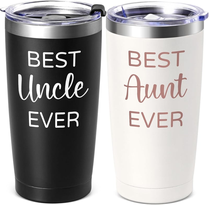 Best Aunt & Uncle 20oz Tumbler Set - 黑色的 & Cream