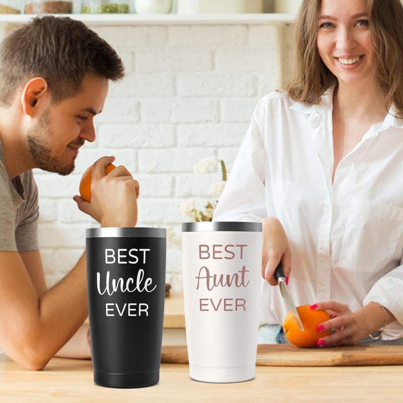 Best Aunt & Uncle 20oz Tumbler Set - 黑色的 & Cream