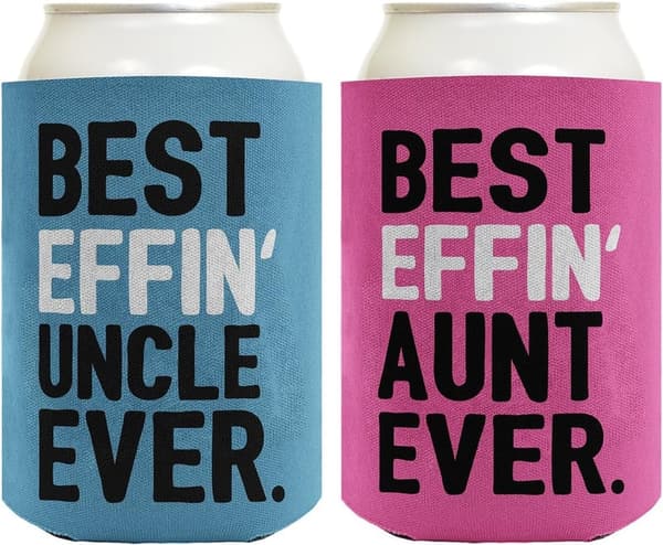 Funny Aunt & Uncle Gift Set - 2-Pack Can Coolers