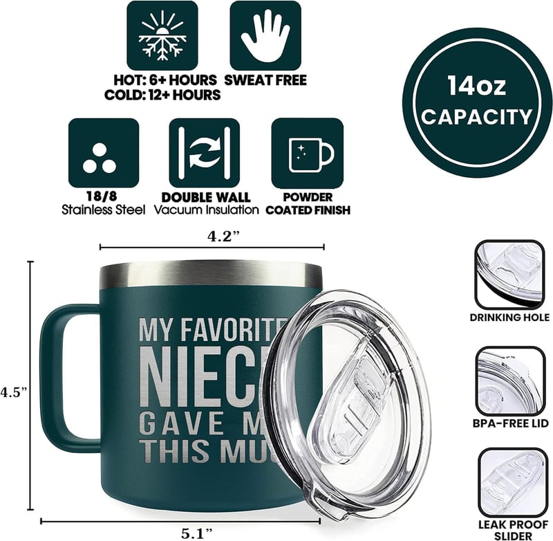 Insulated Coffee Mug - 14 Oz Stainless Steel for Parents
