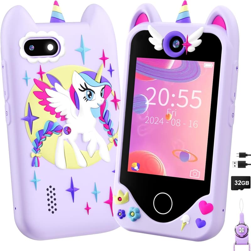 Kid's Smartphone Toy with Touchscreen, Dual Cameras - Birthday Gift