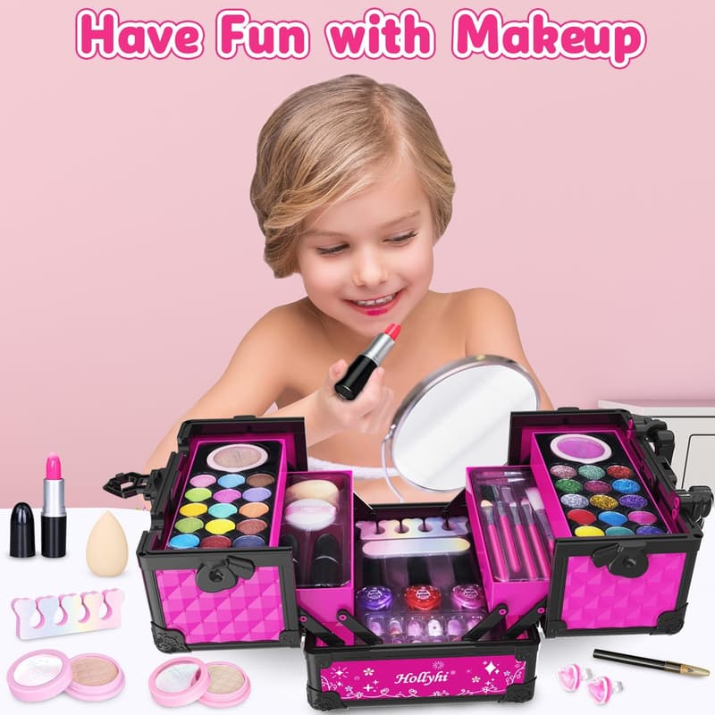 Kids Washable Makeup Kit Set for Girls' Birthday - 59 Pieces