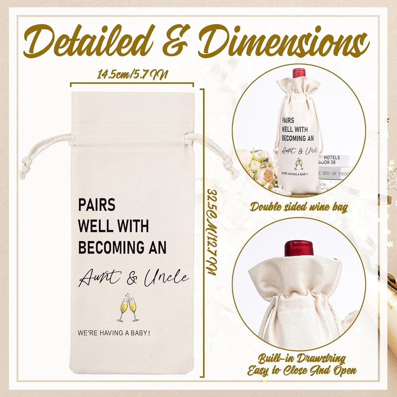 Funny Burlap Wine Bag for New Parents Pregnancy Announcement