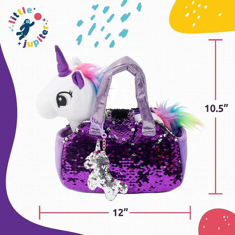 Unicorn Plush Pet Set with Purse for Girls Ages 4-7