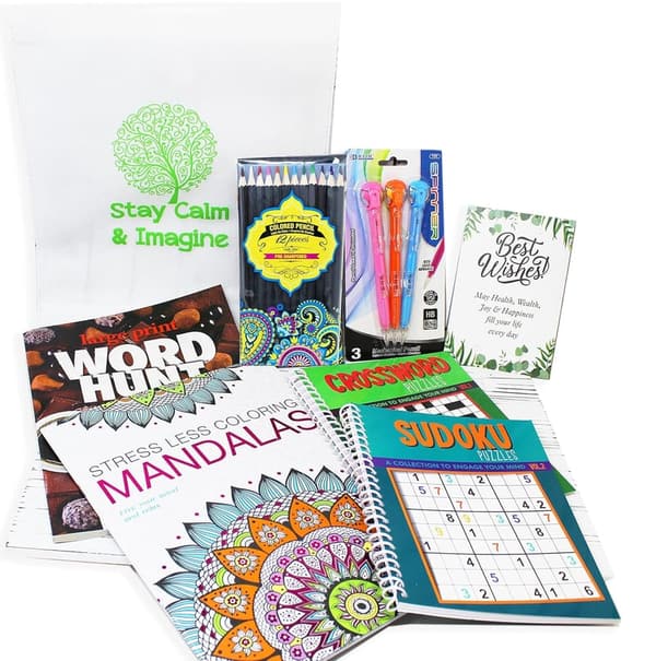 Get Well Soon Care Package - Adult Coloring Kit & Pencils