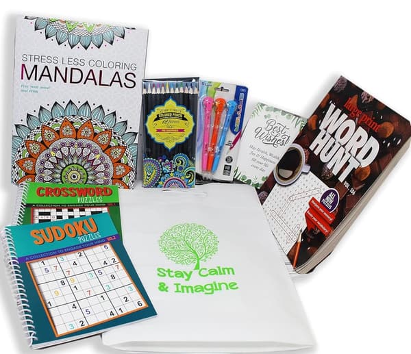Get Well Soon Care Package - Adult Coloring Kit & Pencils