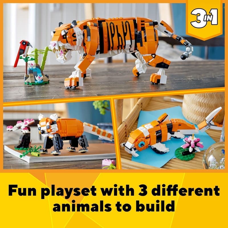LEGO Creator 3-in-1 Majestic Tiger Building Set for Ages 9+
