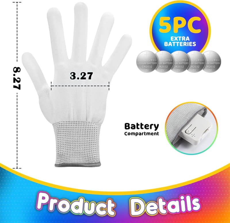 Light-Up LED Gloves for Kids Ages 3-8 - Fun Birthday Gifts