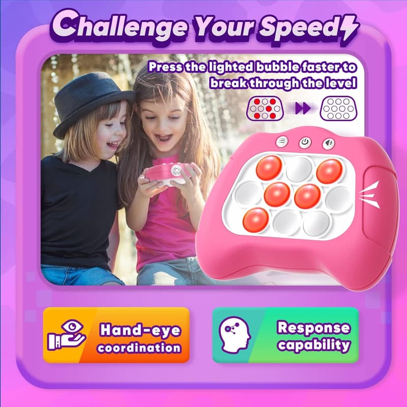 Dark Pink Handheld Game Toy for Kids Ages 6-12