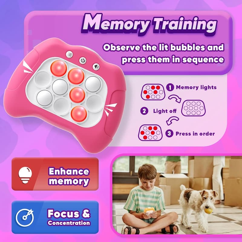 Dark Pink Handheld Game Toy for Kids Ages 6-12