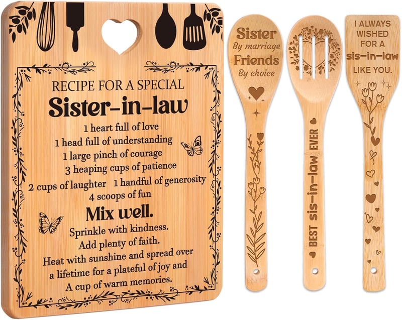 Sister-in-Law Birthday Gift - Engraved Bamboo Cutting Board Set