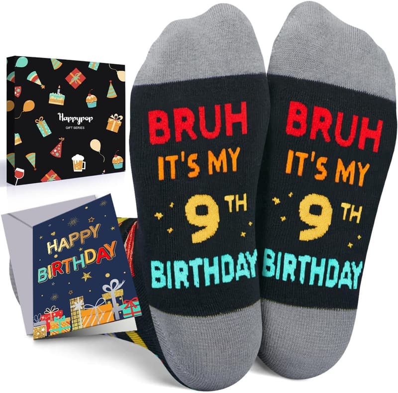 Birthday Gift Socks for Boys Age 5-12 in Gift Box