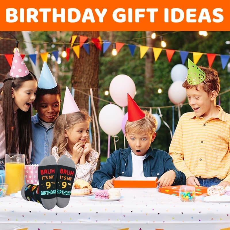 Birthday Gift Socks for Boys Age 5-12 in Gift Box