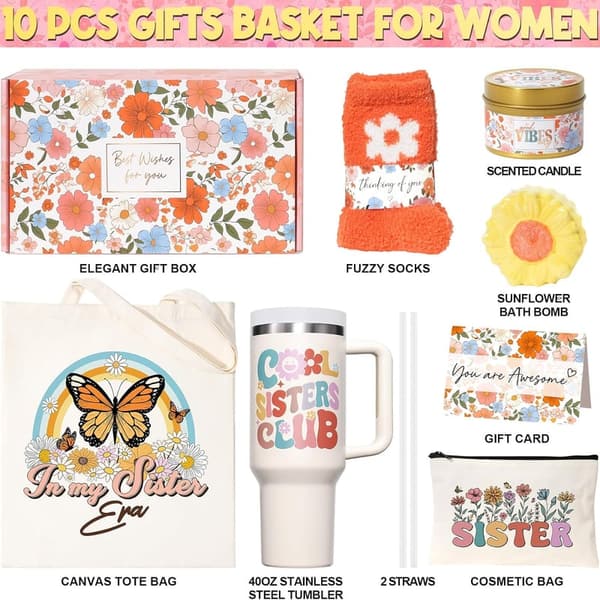 Gift Set for Sisters - 40 oz Tumbler & Makeup Bag