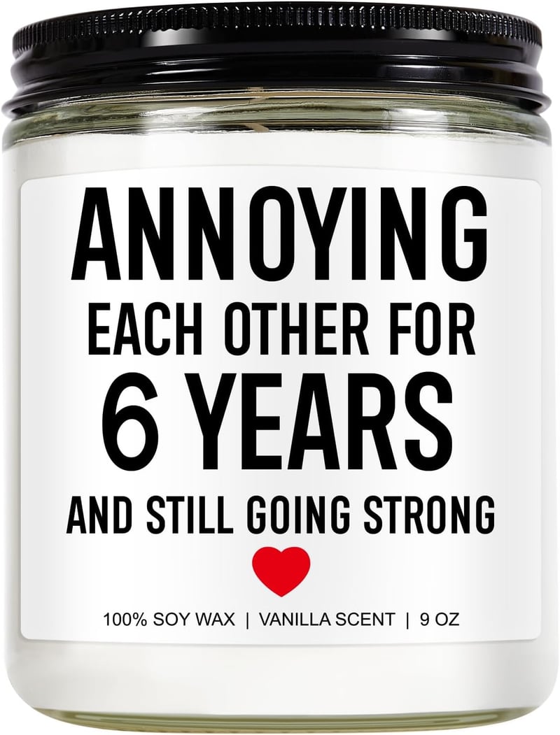 6th Anniversary Funny Scented Candle Gift for Couples
