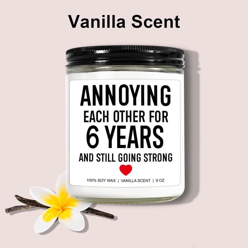 6th Anniversary Funny Scented Candle Gift for Couples