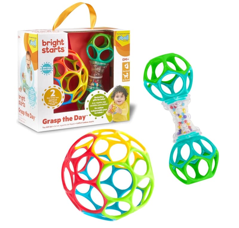 Oball Bundle Gift Set - Grasp Ball & Rattle Toys for Newborns