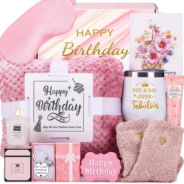 Spa Birthday Gift Basket for Women with Blanket