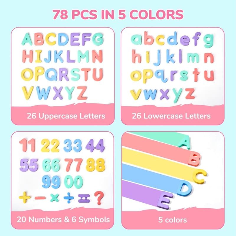 Educational Magnetic Alphabet and Numbers Set for Kids (78 PCS)