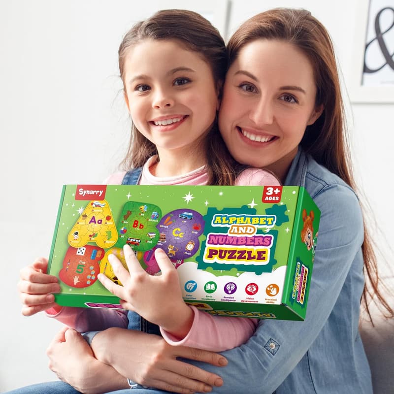 Montessori Alphabet & Number Puzzles for Kids 3-5 Years