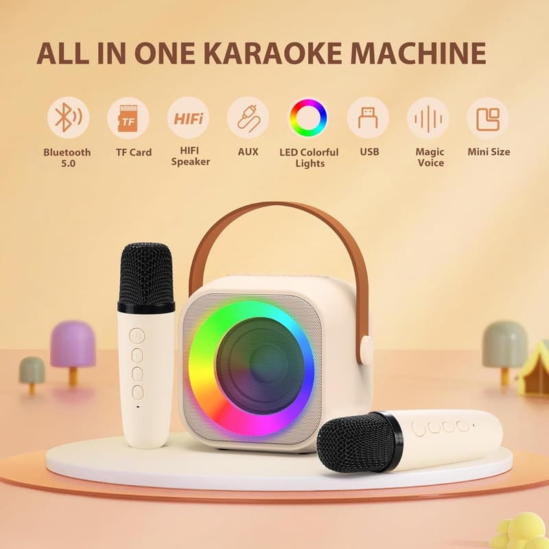 Karaoke Machine for Kids, 2 Mic Fun Gift for Ages 3-12