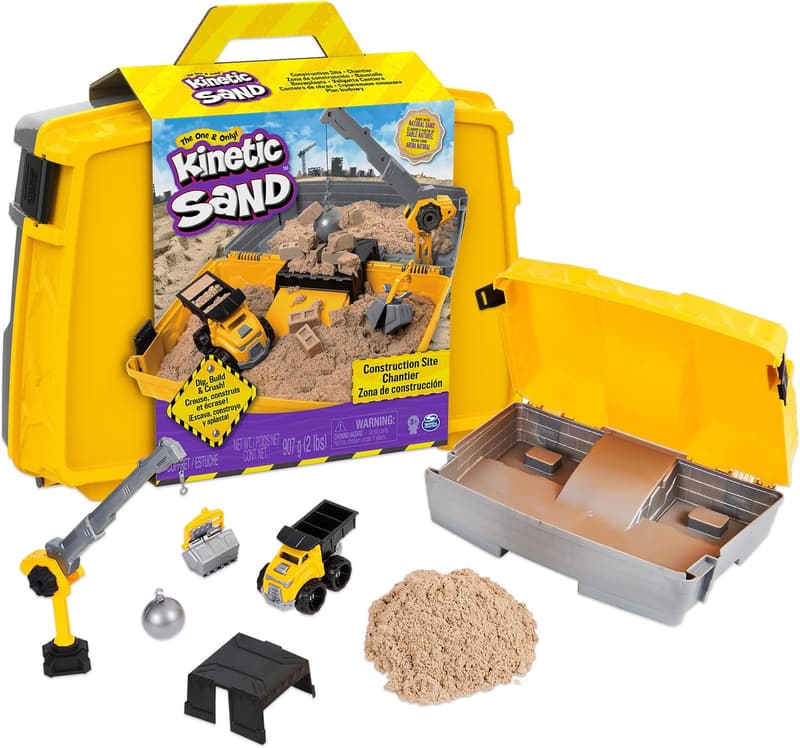 Construction Site Sandbox with Kinetic Sand & Toy Truck for Kids