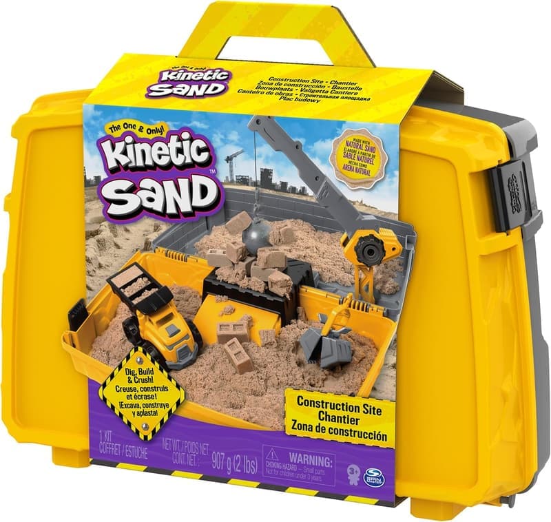 Construction Site Sandbox with Kinetic Sand & Toy Truck for Kids