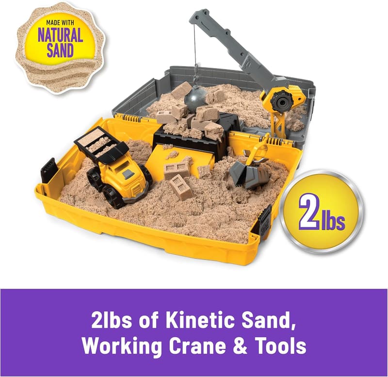 Construction Site Sandbox with Kinetic Sand & Toy Truck for Kids