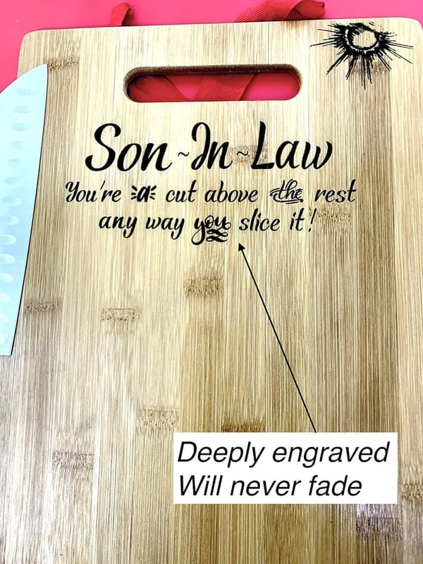 Birthday Gift: Unique Engraved Bamboo Cutting Board 9” x 12”