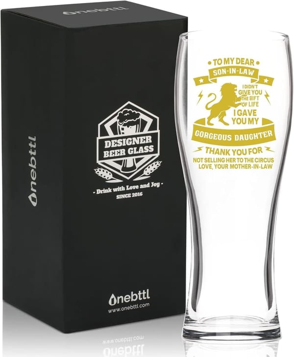 Engagement Gift: Glass Beer Mug for Son-in-Law