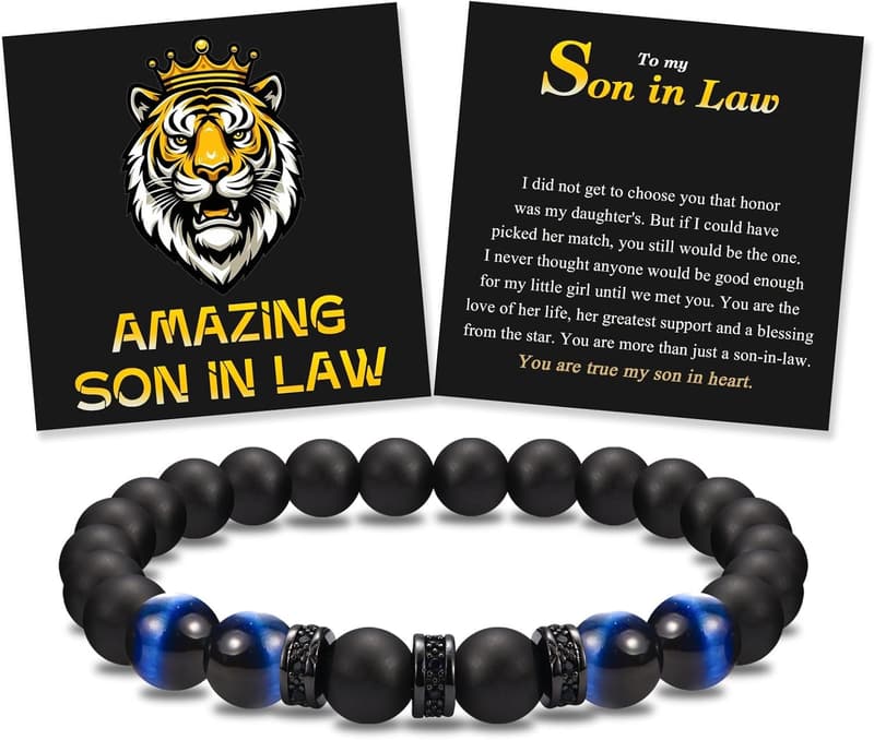 Men's Elastic Beaded Bracelet - Gift for Dad or Son