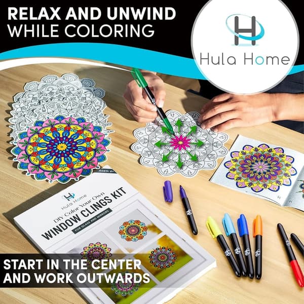 DIY Stained Glass Mandala Art Kit - 10 Suncatchers for All Ages