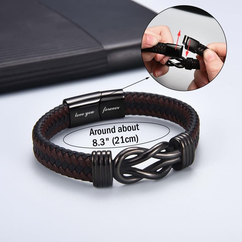 Braided Leather Bracelet for New Dads & Sons - Unique Gift