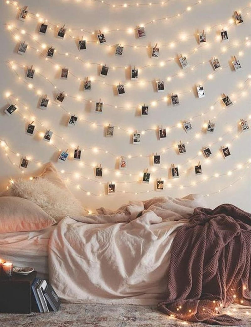 50 LED Fairy String Lights with Clear Clips for Bedroom & Wedding Decor