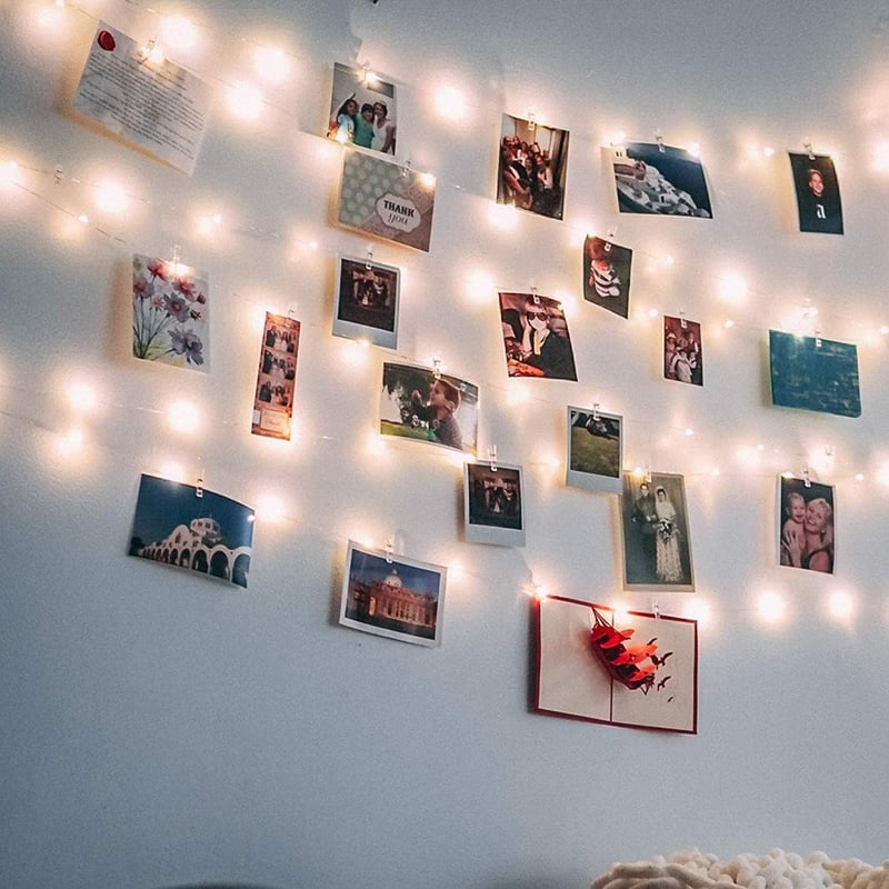 50 LED Fairy String Lights with Clear Clips for Bedroom & Wedding Decor