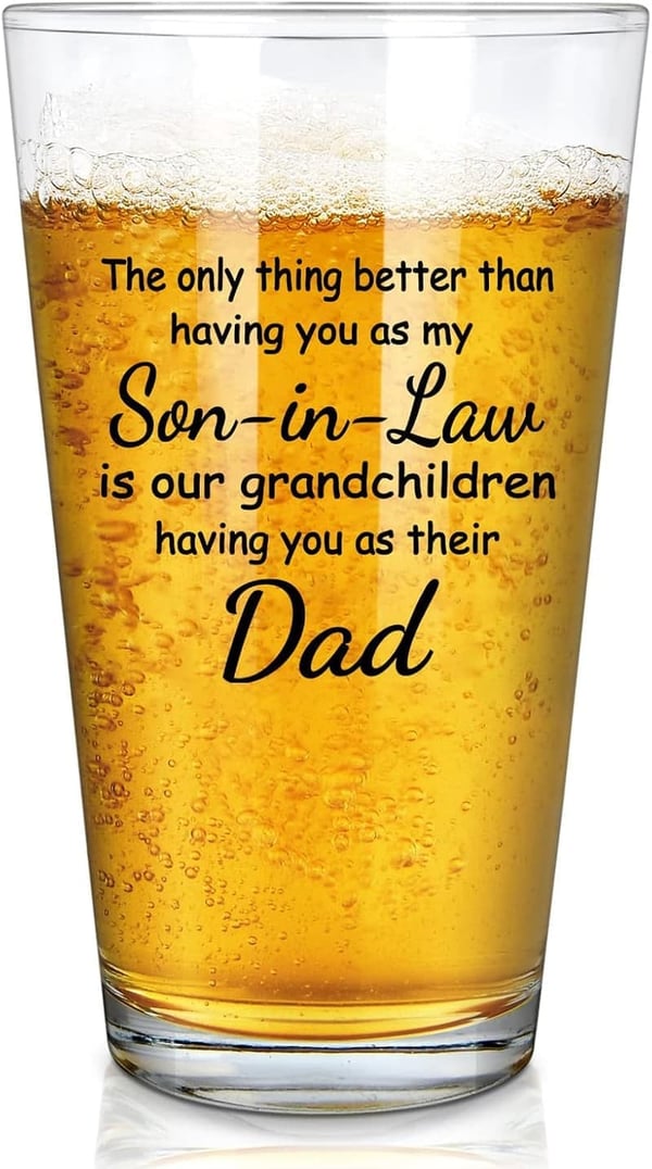 Father's Day Beer Glass Gift for Son-in-Law, 15 oz