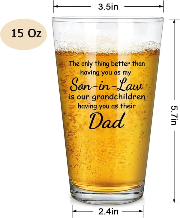 Father's Day Beer Glass Gift for Son-in-Law, 15 oz